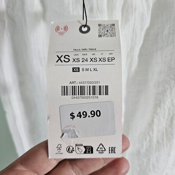 Zara Women Semi Sheer Midi Skirt Oyster White Size XS Elastic Waist - Picture 7 of 10